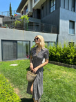 Çıtır Desen Gömlek Elbise Siyah 0806266