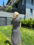 Çıtır Desen Gömlek Elbise Siyah 0806266