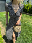 Çıtır Desen Gömlek Elbise Siyah 0806266