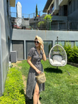 Çıtır Desen Gömlek Elbise Siyah 0806266