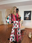 Desenli İthal Model Elbise 1005230