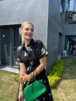 Desenli Siyah Poplin Elbise