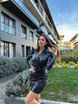 Drapeli Deri Elbise Siyah 4263