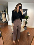 Elips Kemerli Yeşil Piliseli Pantolon 230238