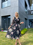 Gilda Astarlı Siyah Şifon Elbise