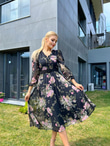 Gilda Astarlı Siyah Şifon Elbise