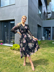 Gilda Astarlı Siyah Şifon Elbise