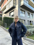 Hilda Zra Model Şal Yaka Lacivert Kürk 1707434