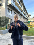 Hilda Zra Model Şal Yaka Lacivert Kürk 1707434