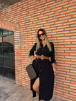 Kaina Kemerli Siyah Elbise 070621195