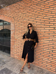 Kaina Kemerli Siyah Elbise 070621195