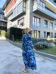 Kanny Bel Lastikli Astarlı Şİfon Elbise Mavi  17074523