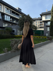 Kare Yaka Kloş Madam Crep Elbise Siyahyelb3008ny