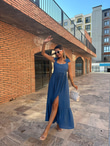 Kastina Askı Fiyonklu Mavi Elbise 070621187