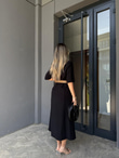 Kemerli Modal Kumaş Siyah Gömlek Elbiseyelb3015flw