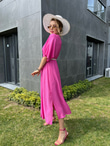 Kemerli Pembe Sasha Elbise