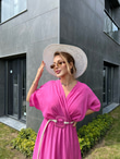 Kemerli Pembe Sasha Elbise