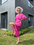 Kemerli Pembe Sasha Elbise