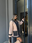 Kot Bantlı Ceket Yaka Krem Teddy Mont mnt2148shz
