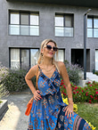 Lenda İnce Askılı Mavi Elbise 0707291