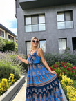 Lenda İnce Askılı Mavi Elbise 0707291