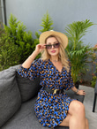 Leopar Desen Sax Kruvaze Elbise