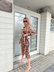 Lesa Camel Zebra Saten Elbise