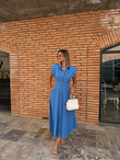 Lesla Belden Oturtmalı Bebe Mavisi Elbise 070621149