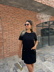Liana Cepli Gold Düğme Detay Siyah Elbise 070621224