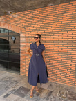 Liranta Fermuar Detay Cep Detay İndigo Elbise 070621151