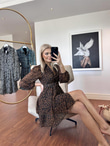 Liva Leopar Desen Şifon Elbise 230247