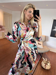 Marka Model Pembe Saten Kruvaze Uzun Elbise 0805175