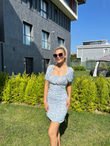 Mavi Papatyalı Mini Elbise