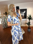 Nalia Etnik Desen Keten Elbise Mavi 0704117