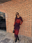 Olivia Tül Elbise Mor Kırmızı 070621213