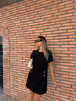 Örgü Yaka Tüvit Elbise Siyah 0706211108