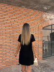 Örgü Yaka Tüvit Elbise Siyah 0706211108