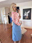 Orjinal Marka Yırtmaçlı Blue Jean Etek 2904162