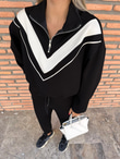 Oys* V Şeritli Eşofman Takım Siyah stkm1052rvd