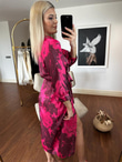 Paris kemerli saten elbise pembe 2404155