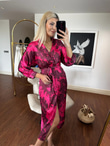 Paris kemerli saten elbise pembe 2404155