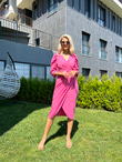 Pembe Kruvaze Crep Elbise