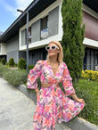 Peny Sırt Dekolteli Pembe Elbise 1506280