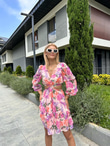 Peny Sırt Dekolteli Pembe Elbise 1506280