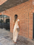 Pera Çıtır Desen Kırık Beyaz Viskon Elbise 070621150