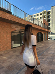 Prella Soft Kumaş Çift Renk Beyaz Elbise kelb2002mz