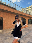 Prella Soft Kumaş Çift Renk Siyah Elbise kelb2002mz