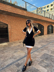 Prella Soft Kumaş Çift Renk Siyah Elbise kelb2002mz