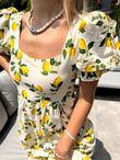 Prenses Kol Limon Desen Poplin Elbise 1506286