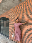 Puantiyeli Blepss Bel Lastikli Elbise Pudra 07062117